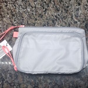 Light Gray Pouch with Pink Accents